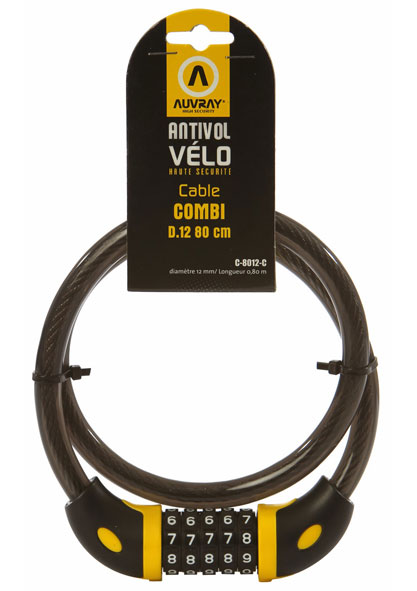 No- Ride Combi Antivol vélo Antivol par câble Cadenas à combinaison 10 mm x  100 cm
